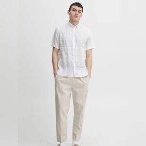 Casual Friday men’s 100% linen short sleeve button down shirt